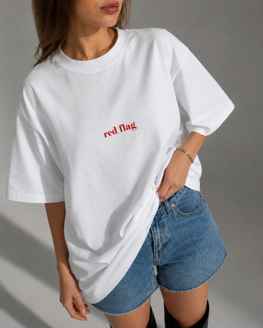 Red Flag White T-Shirt – Minimal Graphic Tee