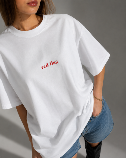Red Flag White T-Shirt – Minimal Graphic Tee
